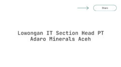 Lowongan IT Section Head PT Adaro Minerals Aceh