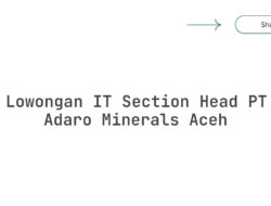 Lowongan IT Section Head PT Adaro Minerals Aceh Tahun 2025 (Resmi)