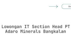 Lowongan IT Section Head PT Adaro Minerals Bangkalan Tahun 2025 (Lamar Sekarang)