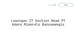 Lowongan IT Section Head PT Adaro Minerals Banyuwangis