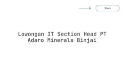 Lowongan IT Section Head PT Adaro Minerals Binjai