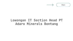 Lowongan IT Section Head PT Adaro Minerals Bontang
