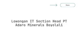 Lowongan IT Section Head PT Adaro Minerals Boyolali
