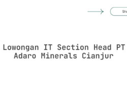 Lowongan IT Section Head PT Adaro Minerals Cianjur Tahun 2025 (Resmi)