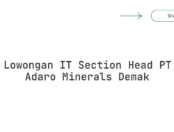 Lowongan IT Section Head PT Adaro Minerals Demak Tahun 2025