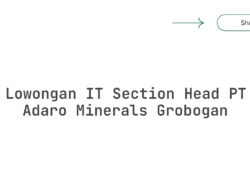 Lowongan IT Section Head PT Adaro Minerals Grobogan Tahun 2025 (Lamar Sekarang)