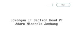Lowongan IT Section Head PT Adaro Minerals Jombang