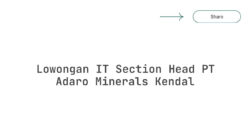 Lowongan IT Section Head PT Adaro Minerals Kendal