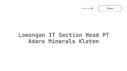 Lowongan IT Section Head PT Adaro Minerals Klaten