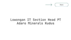 Lowongan IT Section Head PT Adaro Minerals Kudus