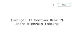 Lowongan IT Section Head PT Adaro Minerals Lampung