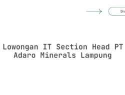 Lowongan IT Section Head PT Adaro Minerals Lampung Tahun 2025 (Lamar Sekarang)