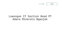 Lowongan IT Section Head PT Adaro Minerals Nganjuk
