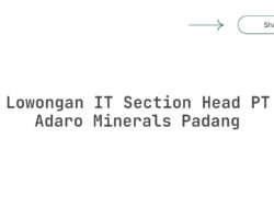 Lowongan IT Section Head PT Adaro Minerals Padang Tahun 2025 (Resmi)