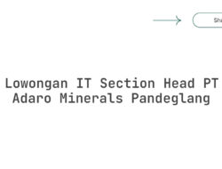 Lowongan IT Section Head PT Adaro Minerals Pandeglang Tahun 2025 (Lamar Sekarang)