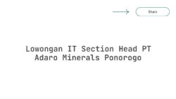 Lowongan IT Section Head PT Adaro Minerals Ponorogo