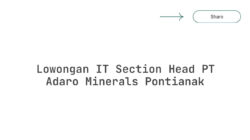 Lowongan IT Section Head PT Adaro Minerals Pontianak