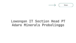 Lowongan IT Section Head PT Adaro Minerals Probolinggo