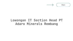 Lowongan IT Section Head PT Adaro Minerals Rembang