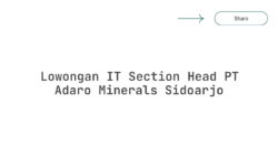 Lowongan IT Section Head PT Adaro Minerals Sidoarjo
