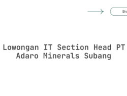 Lowongan IT Section Head PT Adaro Minerals Subang Tahun 2025