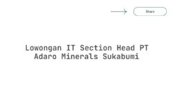 Lowongan IT Section Head PT Adaro Minerals Sukabumi