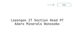 Lowongan IT Section Head PT Adaro Minerals Wonosobo